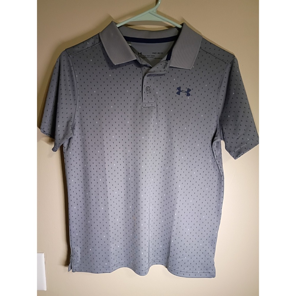 Under Armour Gray Print Polo Shirt Youth Large